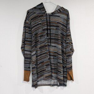 Innee Knitted Stitch Printed Hoodie Brown Grey Black Size 3X